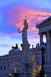 Images Dated 25th October 2013: Pallas Athena in front of Austrian Parliament Building, Vienna, Austria, Central Europe