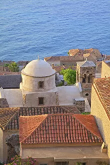 Belfry Collection: Panaghia Myrtidiotissa and Bell Tower, Monemvasia, Laconia, The Peloponnese, Greece