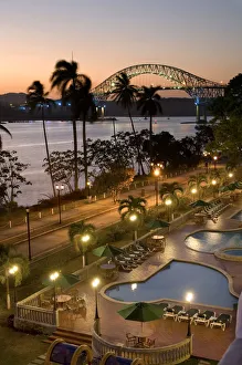 Images Dated 12th April 2010: Panama, Panama Canal, Bridge Of The Americas, Pacific Entrance, Amador Causeway, Hotel