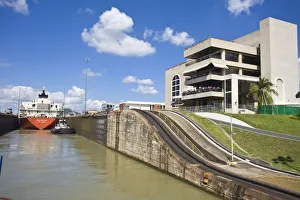 Panama, Panama Canal, Tanker in Miraflores Locks