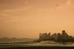 Panama Prints: Panama, Panama City, City skyline and the Corredor Sur (Southern Corridor Expressway)