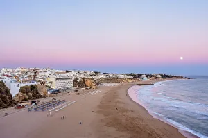 Paneco Beach at dusk, elevated view, Albufeira, Algarve, Portugal