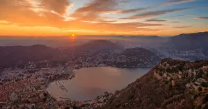 Images Dated 14th August 2019: Panoramic aerial view to Brunate from Como city, Como province, Lombardy, Italy