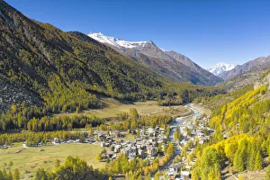 Larix Prints: panoramic view of the Cogne valley in autumn day, municipality of Cogne, Aosta province