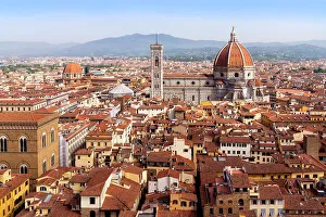 Florence Prints: Panoramic View over Florence with the Cathedral, Duomo, Florence, Tuscany, Italy