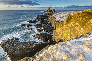 Panoramic view of the Londrangar sea stacks, Snaefellsness peninsula, western Iceland Panoramic view of the Londrangar sea stacks, Snaefellsness peninsula, western Iceland