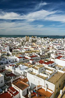 Panoramic view over the old city, Cadiz, Andalusia, Spain