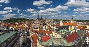 Panoramic view over the old town, Prague, Bohemia, Czech Republic
