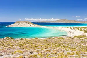 Panoramic view of Simos beach from a ridge, Elafonissos Island, Laconia Region