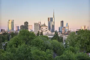 Milan Prints: Panoramic view of skyline in Milan, Lombardy, Italy
