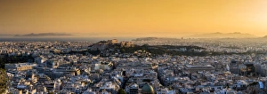 Parthenon Prints: Panoramic view at sunset of Athens, Attica, Greece