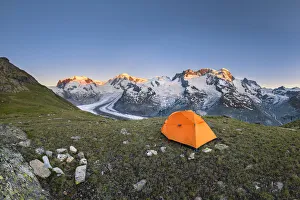 High Gallery: Panoramic view of the Swiss side of Monte Rosa Massif close to Riffelsee Lake at sunset