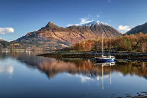 Autumnal Prints: Pap of Glen Coe Reflecting in Loch Leven, Highlands, Scotland