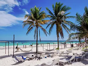 Deckchairs Prints: Paradise Beach, Tulum, Quintana Roo State, Mexico