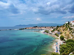 Pythagoreio Prints: Paradise Beach and the waterfront of Pythagoreio, Samos Island, North Aegean, Greece