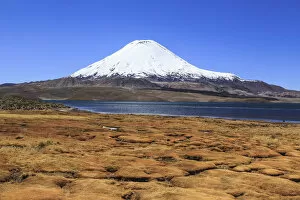 Andes Collection: Parinacota Volcano and Chungara Lake in Lauca National Park, Arica & Parinacota Region