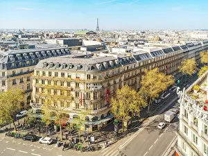 Eiffel Tower Prints: Paris City Views and Skyline from the Gallery Lafayette Rooftop Spring, Paris, France