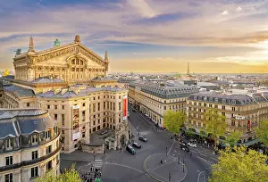 Paris Opera House and Skyline from the Gallery Lafayette Rooftop Spring, Paris, France