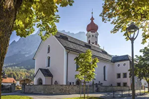 Mountain Village Prints: Parish church of Our Lady of the Visitation in Ehrwald in Tirol, Tyrol, Tirol, Austria