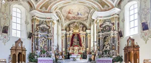 Mountain Village Prints: Parish Church of St. Peter in Villnoss Valley, South Tyrol, Italy