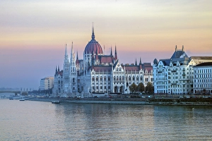 Hungarian Prints: The Parliament Building and the Danube River, Budapest, Hungary