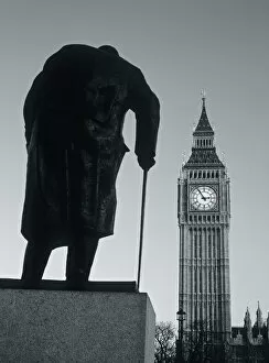 Parliament and Churchill statue, London, England