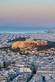 Parthenon Prints: Parthenon on the Acroplis viewed from Lycabettus Hill, Athens, Greece
