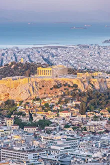 Parthenon Prints: Parthenon on the Acroplis viewed from Lycabettus Hill, Athens, Greece