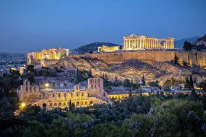 Parthenon Prints: Parthenon temple on the Acropolis from Philoppapos hill, Athens, Greece
