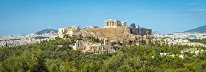 Parthenon Prints: Parthenon temple on the Acropolis from Philoppapos hill, Athens, Greece