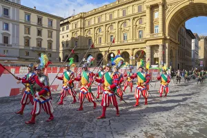 Images Dated 18th July 2018: Participants in the Explosion of the Cart festival parading through historic center
