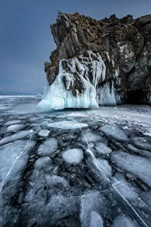 A particular form of the ice at lake Baikal, Irkutsk region, Siberia, Russia