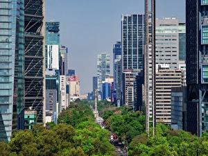 Tower Block Prints: Paseo de la Reforma seen from Chapultepec Castle, elevated view, Mexico City, Mexico