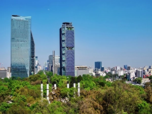 Tower Block Prints: Paseo de la Reforma seen from Chapultepec Castle, elevated view, Mexico City, Mexico
