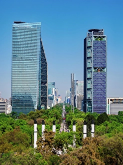 Tower Block Prints: Paseo de la Reforma seen from Chapultepec Castle, elevated view, Mexico City, Mexico