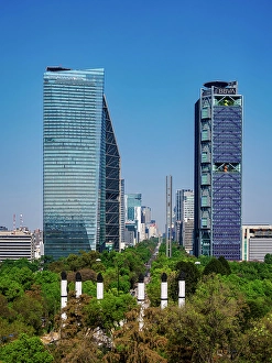Tower Block Prints: Paseo de la Reforma seen from Chapultepec Castle, elevated view, Mexico City, Mexico