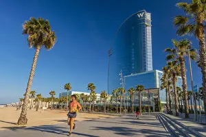 Accommodation Prints: Passeig del Mare Nostrum sea promenade with W Barcelona Hotel, Barcelona, Catalonia
