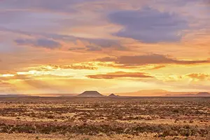 Petrified Forest Prints: The Patagonian steppe (also know as Patagonian Desert) meseta landscape at twilight