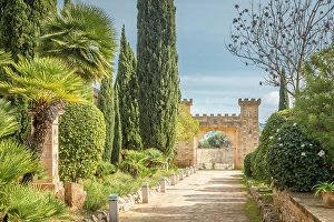 Portal Prints: Path to the large portal of the Raixa estate, Bunyola, Mallorca, Balearic Islands, Spain