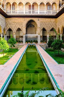 Patio Prints: Patio de las Doncellas courtyard, Alcazar palace, Seville, Andalusia, Spain, Europe