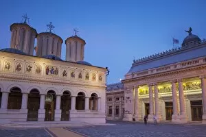 Images Dated 26th June 2013: Patriarchal Palace and Patriarchal Cathedral at dusk, Bucharest, Romania