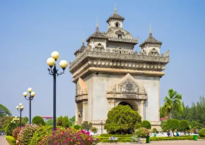 Lao Pdr Prints: Patuxi or Victory Gate monument, Vientiane, Laos