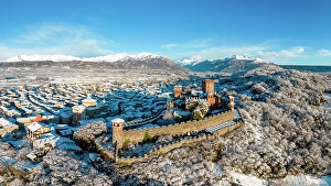 Piedmont Prints: Pavone Castle after a snowfall, Canavese, Piedmont, Italy, Europe