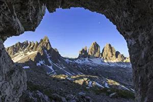 Cave Prints: The Three Peaks of Lavaredo seen from a cave