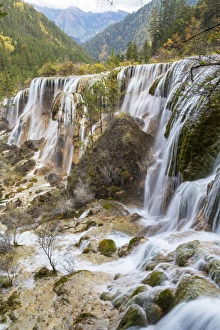 Sichuan Prints: Pearl Shoal Waterfall (Zhenzhu Tan), Jiuzhaigou National Park, Sichuan, China