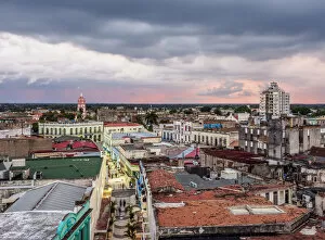 Camaguey Gallery: Pedestrian Calle Maceo and Old Town at sunset, elevated view, Camaguey, Camaguey Province