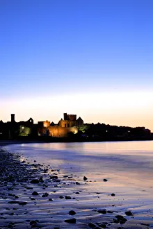 Images Dated 16th August 2013: Peel Castle at Dusk, St. Patricks Isle, Isle of Man