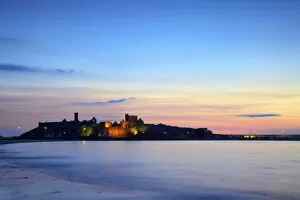 Images Dated 16th August 2013: Peel Castle at Dusk, St. Patricks Isle, Isle of Man