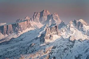 Cadore Prints: Pelmo and Averau during a foggy sunset