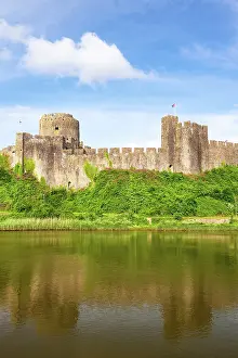 Grade I Prints: Pembroke Castle (Castell Penfro) reflected in Pembroke River